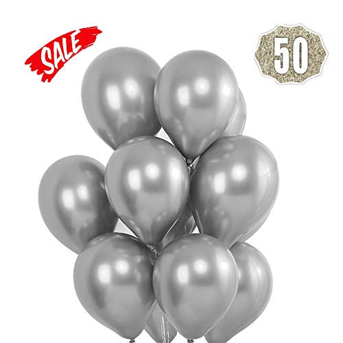 HoveBeaty Silver Balloons Chrome Shiny Metallic Latex 12 Inch Thicken Balloons 50 Pack for Wedding Party Baby Shower Christmas Birthday Carnival Party Decoration Supplies HoveBeaty Silver Balloons Chrome Shiny Metallic Latex 12 Inch Thicken Balloons 50 Pack for Wedding Party Baby Shower Christmas Birthday Carnival Party Decoration Supplies