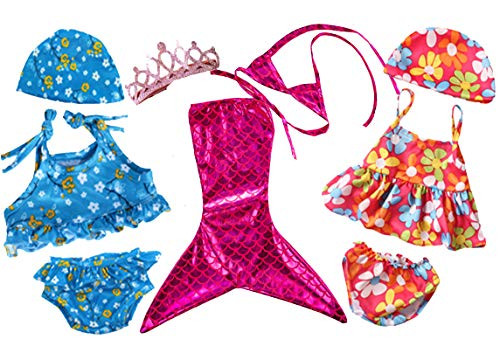 iBayda Total 9pc/Set Doll Clothes Include Mermaid Dress Bikini Hat Headband for 18 inch American Girl,Our Generation Dolls