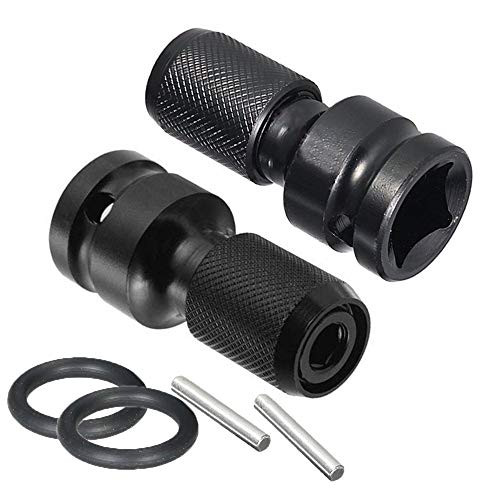 2pcs Quick Release 1/2-Inch Drive to 1/4-Inch Hex Female Socket Adapter Converter Chuck Adaptor for Impact and Ratchet Wrenches