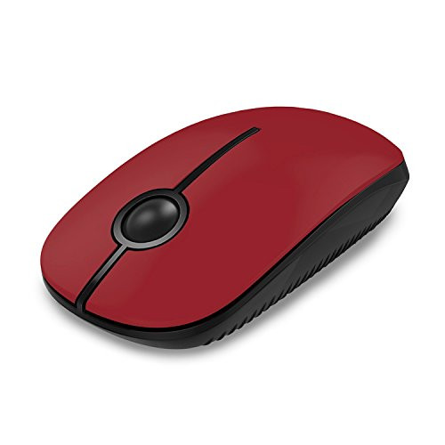 Jelly Comb 2.4G Slim Wireless Mouse with Nano Receiver, Less Noise, Portable Mobile Optical Mice for Notebook, PC, Laptop, Computer, MacBook - Black and Red