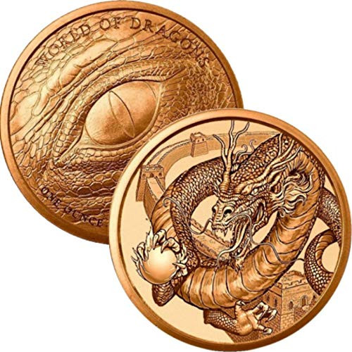 Jig Pro Shop World of Dragons Series 1 oz .999 Pure Copper Round/Challenge Coin (The Chinese Dragon)