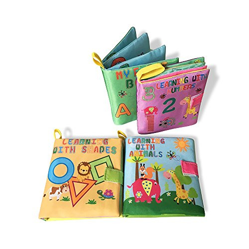 Jun-see Soft Cloth Cognition Books,My First Soft Fabric Activity Books(4PCS) Learning Early Education Toys