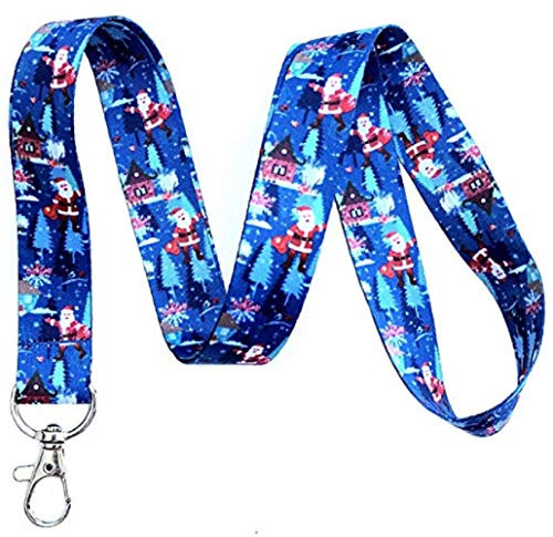 Santa Claus Print Lanyard Key Chain Id Badge Holder