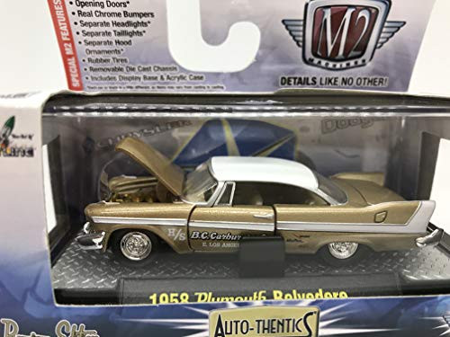 M2 Machines Auto-Thentics 1958 Plymouth Belvedere 1:64 Scale 09-05 Brown/White Details Like NO Other!