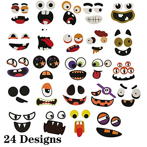 MEDOSO Big Halloween Foam Pumpkin Decorating Craft Kit Stickers,Self Adhesive Pumpkin Face Decorating Stickers Craft  Makes 24 Designs Pumpkins Halloween Party Supplies Trick or Treat Party Favors