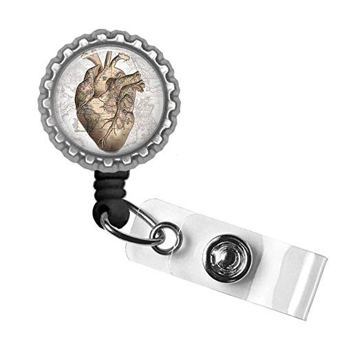 Adventure Heart Retractable ID Card Badge Holder with Alligator Clip, Name Nurse Decorative Badge Reel Clip on Card Holders