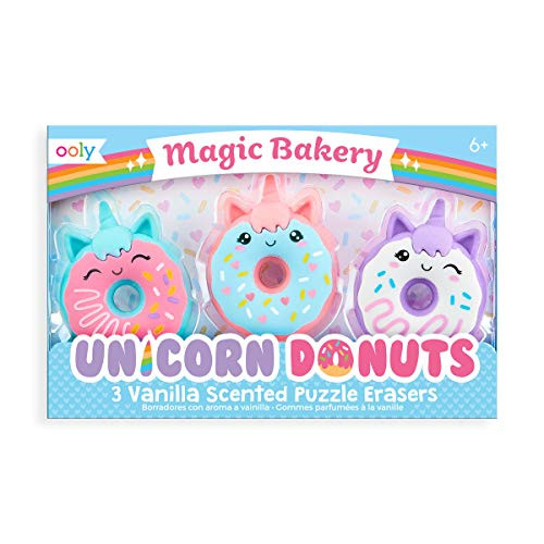 OOLY, Magic Bakery Unicorn Donuts, Vanilla Scented Erasers - Set of 3