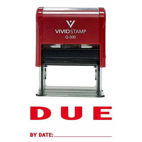 Due by Date Self Inking Rubber Stamp (Red Ink) - Large