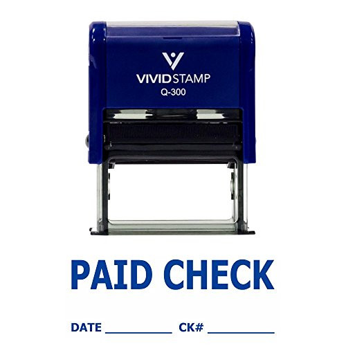 PAID CHECK w/DATE CK# Line Self Inking Rubber Stamp (Blue Ink) Large
