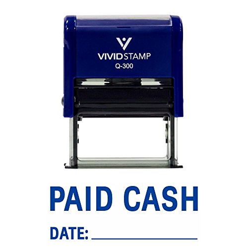 Paid Cash with Date Line Self Inking Rubber Stamp (Blue Ink) - Large