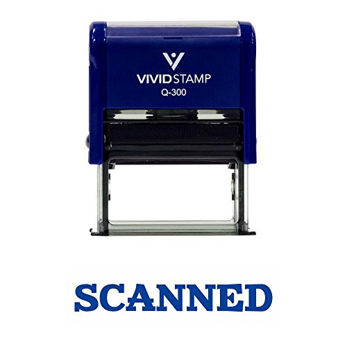 Simple SCANNED Office Self-Inking Office Rubber Stamp (Blue) - Large