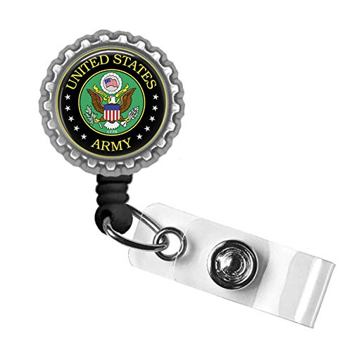 United States Army Silver Retractable Badge Reel ID Tag Holder by Geek Badges