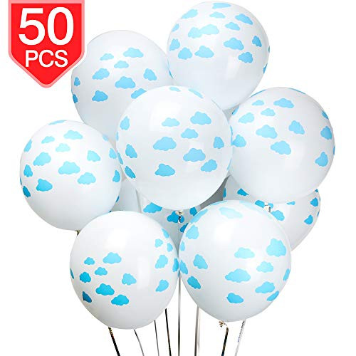 PROLOSO Clouds Latex Balloons for Baby Shower Birthday Party Ceremony Decorations 50 Pcs