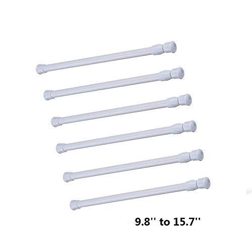 Cupboard Bars Tension Rods, 6 Pack Spring Tensions Rods Steel Adjustable Tension Curtain Rod Shower Rod Closet Rod Window Rods ( 9.8-15.7 Inches )