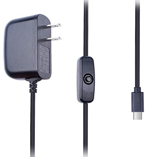 Smraza Compatible with Raspberry Pi 4 Power Supply with ON/Off Switch, 5V 3A USB-C Charger Adapter for Raspberry Pi 4 Model B 1GB / 2GB / 4GB Version