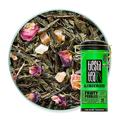 Tiesta Tea Fruity Pebbles, Strawberry Pineapple Green Tea, 4 Ounce Tin, Medium Caffeine, Loose Leaf Green Tea Slenderizer Blend, 50 Servings , 4 Ounce (Pack of 1)