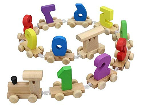 YesToys Wooden Train Set 12 PCS Toy Numer 0-9 Games Preschool Early Educational Toys Car Kids Toddler Boys