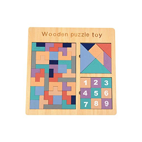 Zoostliss Wooden Tetris Puzzle Tangram Jigsaw Brain Teasers Toy Building Blocks Game Educational Gift for Kids