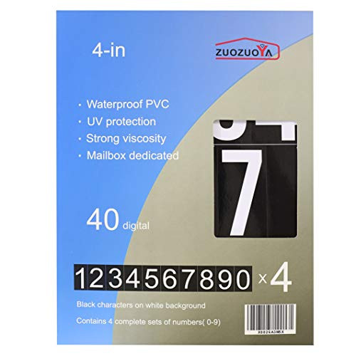 Premium Vinyl Number Stickers - 4" Self Adhensive and Waterproof Vinyl Decal - Spaced for Mailbox,Wall,Window,Address Numbers