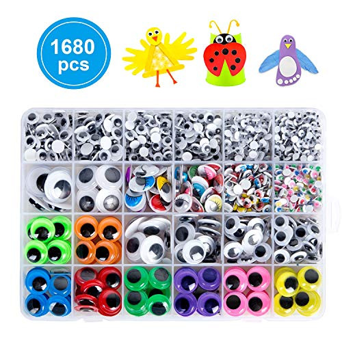 1680pcs Googly Wiggle Eyes Self Adhesive, for Craft Sticker Eyes Multi Colors and Sizes for DIY by ZZYI 1680pcs Googly Wiggle Eyes Self Adhesive, for Craft Sticker Eyes Multi Colors and Sizes for DIY by ZZYI