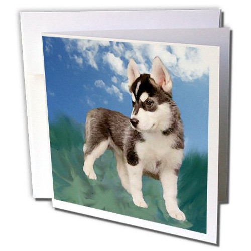 3dRose Siberian Husky Puppy - Greeting Cards, 6 x 6 inches, set of 12 (gc_4439_2)