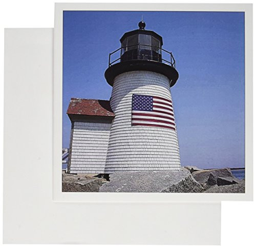 3dRose USA Massachusetts Nantucket Brant Point Lighthouse Greeting Cards, Set of 12 (gc_190219_2)