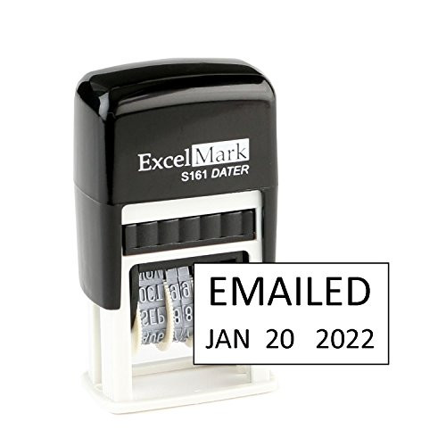 Emailed - ExcelMark Self-Inking Rubber Date Stamp - Compact Size - Black Ink