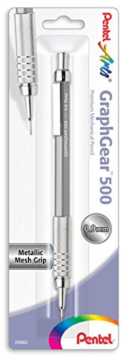 Pentel Arts GraphGear 500 Premium Drafting Pencil, 0.9mm, Gray Barrel, 1-Pack (PG529NPABP)
