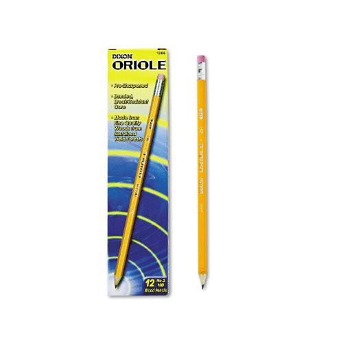 Dixon - Oriole Woodcase Presharpened Pencil, HB #2, Yellow Barrel - 12 Pencils