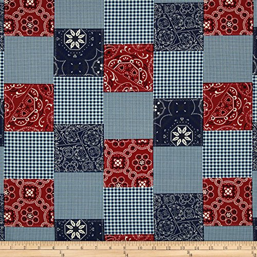 Michael Miller Bandana Patchwork Red Fabric by The Yard
