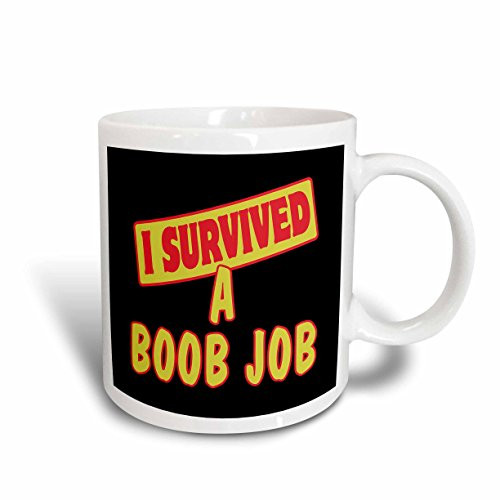 3dRose mug_117578_2 I Survived a Boob Job Survial Pride and Humor Design Ceramic Mug, 15-Ounce