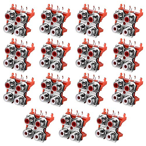 Uxcell 20pcs PCB Panel Mount RCA Socket - Female Jack Yellow AV Audio Video Connector