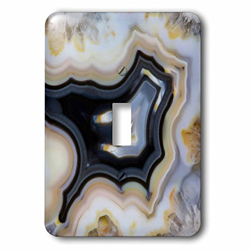 3dRose lsp_229613_1 Banded Agate, Quartzsite, white and gray Single Toggle Switch Grey