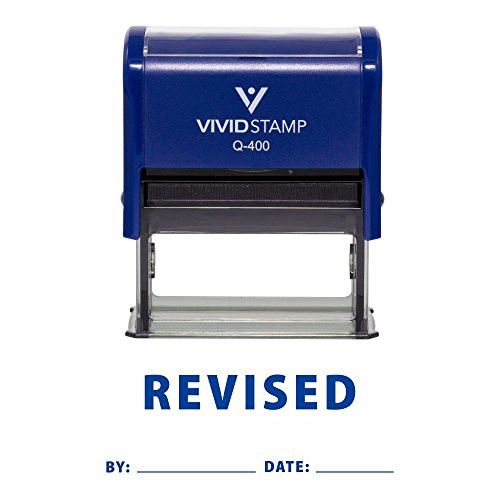 Revised by Date Self Inking Rubber Stamp (Blue Ink) X-Large