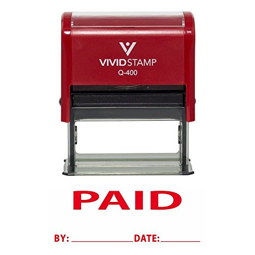 PAID By Date Self Inking Rubber Stamp (Red Ink) X-Large