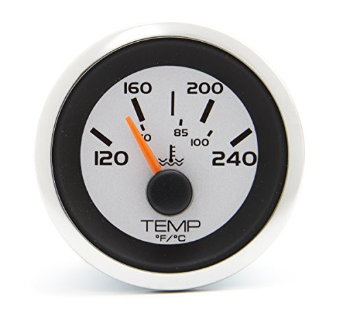 Sierra International Sierra 65553P, Argent Water Temperature Gauge, 2 inch, Inboard - Outboard, Universal