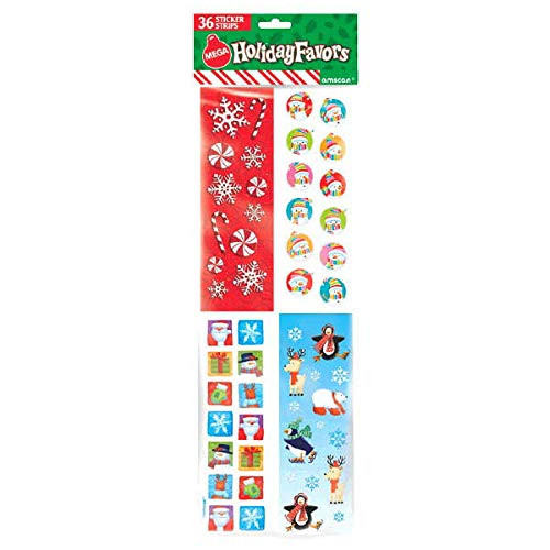 Christmas-Themed Sticker Strips, Mega Value Pack | Party Favor, 6 Ct
