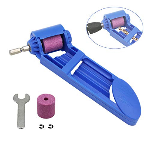 CZS Drill Bit Sharpener Portable Diamond Drill Bit Sharpening Tool Corundum Grinding Wheel for Iron-based Drill Bits Fit Width Range 5/64-1/2 (2-12.5mm),One Extra Corundum Grinding Wheel and Wrench