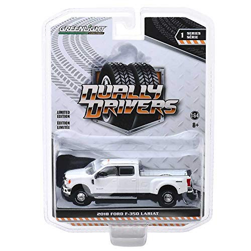 Dually Drivers Series Greenlight 2018 Ford F-350 Lariat (White) 1/64 Scale