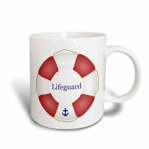 3dRose mug_112970_2"Lifeguard Swimming pool life preserver- sea beach life guard red and white float-" Ceramic Mug, 15 oz, White