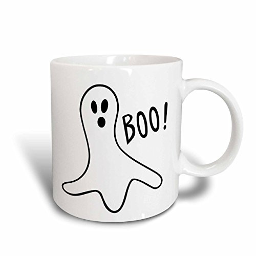 3dRose 27865_2 Halloween Boo Ghost-Ceramic Mug, 15-Ounce, Multicolored