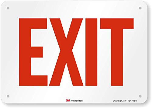 SmartSign 3M Engineer Grade Reflective Sign, Legend "Exit", 7" high x 10" wide, Red on White SmartSign 3M Engineer Grade Reflective Sign, Legend "Exit", 7" high x 10" wide, Red on White
