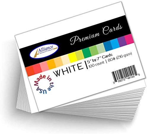 Heavyweight White 5" X 7" Cards/Invitations/80lb (216gsm) Cardstock Sheets - 100 Sheet