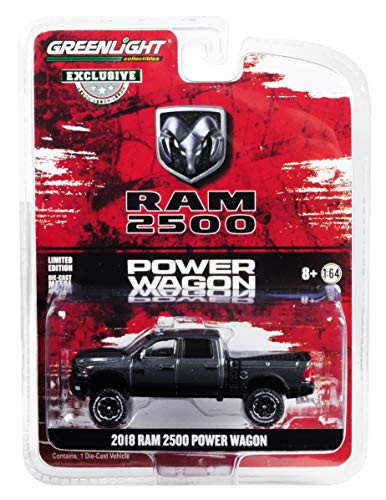 2018 Dodge Ram 2500 Power Wagon Pickup Truck Granite Crystal Dark Gray Hobby Exclusive 1/64 Diecast Model Car by Greenlight 30015
