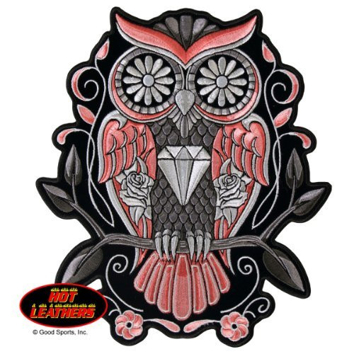 Hot Leathers, OWL, High Thread Embroidered Iron-On / Saw-On, Heat Sealed Backing Rayon PATCH - 4" x 5"