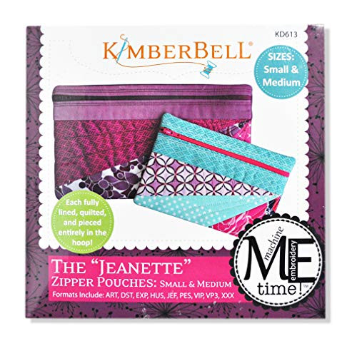 Kimberbell Designs The Jeanette Zipper Pouches Small and Medium with Embroidery CD KD613