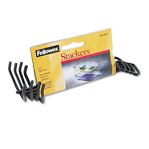 Fellowes 63112 Wire Tray Supports, Letter, f/60112, 5-1/2-Inch, 4/ST, Black