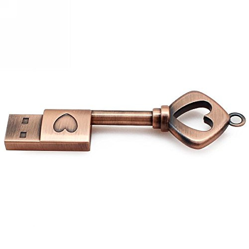 Aneew 32GB Pendrive Metal Copper Heart Key Model USB Flash Drive Memory Stick U Disk