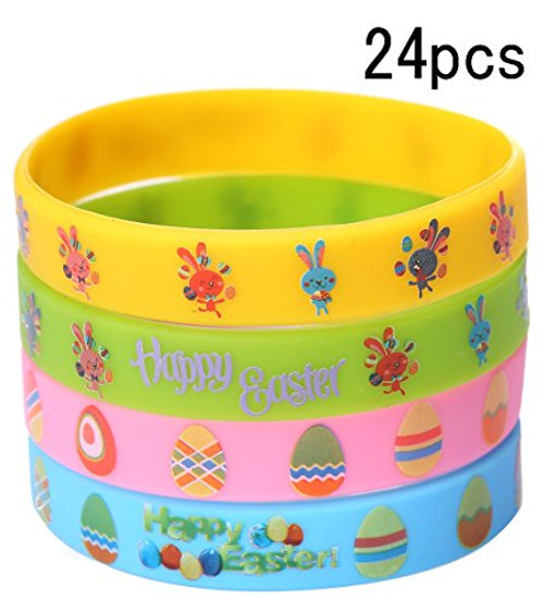 Moon Boat Easter Day Rubber Silicone Wristbands Bracelets - Bunny Egg Fillers Basket Stuffers Party Decorations