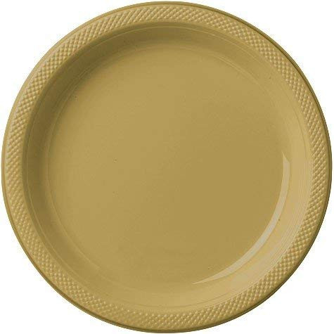 Round Plastic Plates | 20ct (7 inch, Gold Sparkle)
